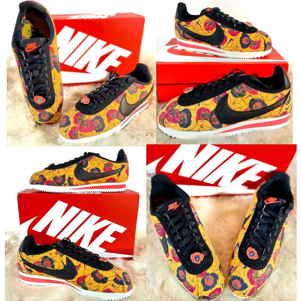 🆕Nike Classic Cortez LX Gold/Floral Sneakers - Picture 4 of 8